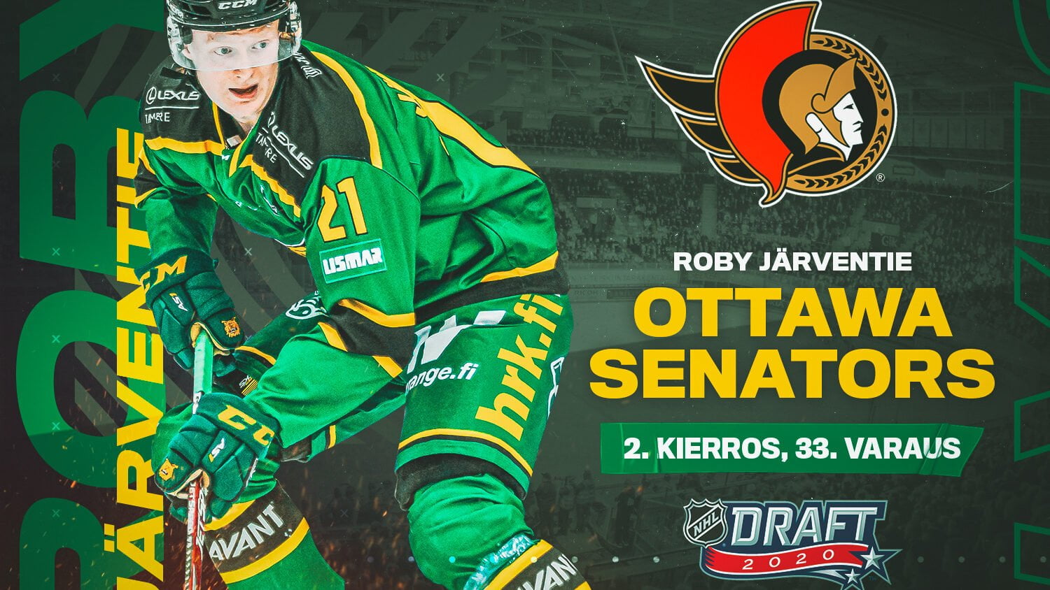 Roby Järventie drafted to Ottawa Senators • Tampereen Ilves